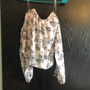 Floral off should cropped blouse